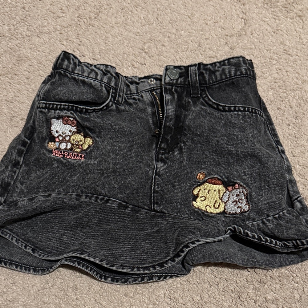 H and M Denim Skirt with Hello Kitty Patches size 6-7
